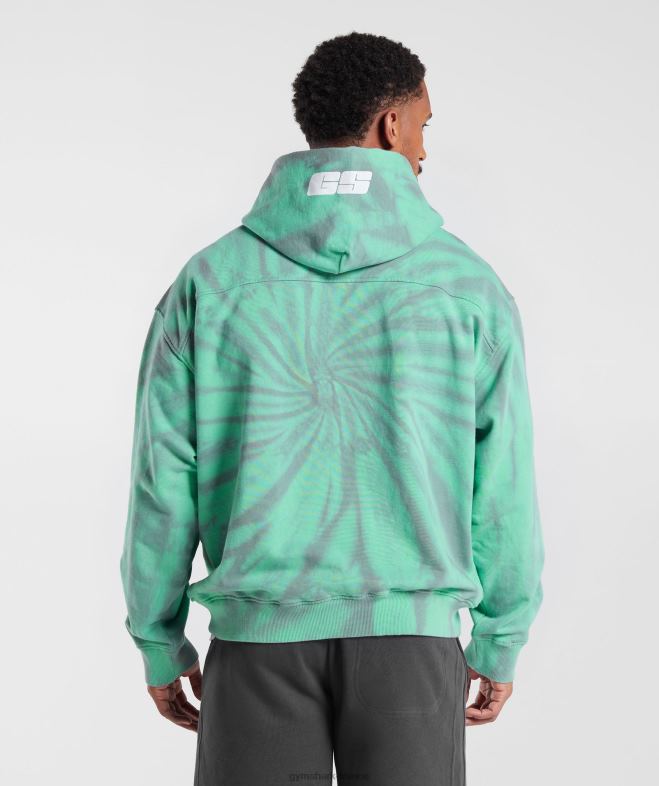 Gymshark sweat à capuche jour de repos vert oxydé/gris silhouette/lavage optique spirale Hommes 6HF28799