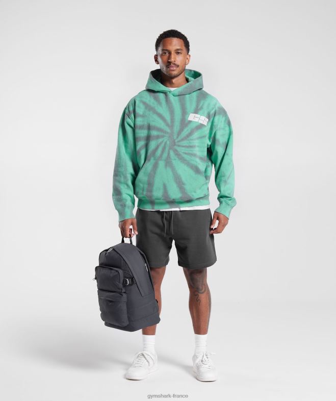 Gymshark sweat à capuche jour de repos vert oxydé/gris silhouette/lavage optique spirale Hommes 6HF28799