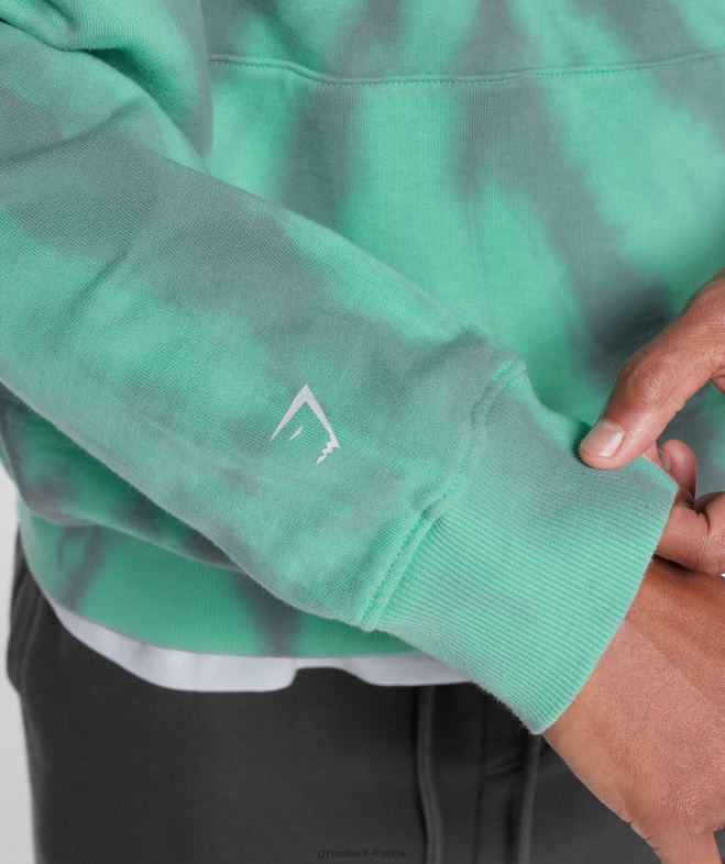 Gymshark sweat à capuche jour de repos vert oxydé/gris silhouette/lavage optique spirale Hommes 6HF28799