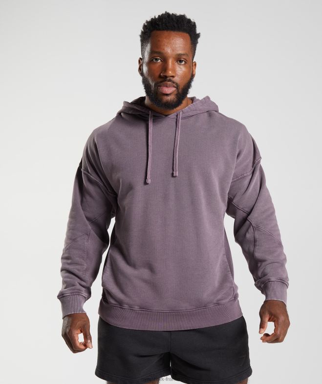 Gymshark sweat à capuche lavé sous pression lilas musqué Hommes 6HF28788