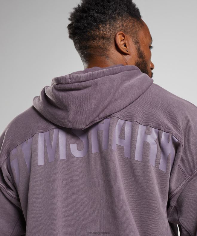 Gymshark sweat à capuche lavé sous pression lilas musqué Hommes 6HF28788