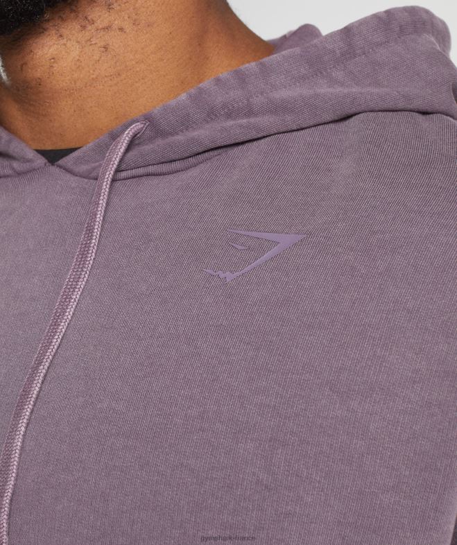 Gymshark sweat à capuche lavé sous pression lilas musqué Hommes 6HF28788