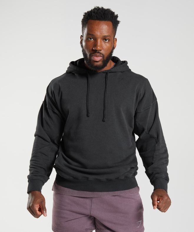 Gymshark sweat à capuche lavé sous pression noir Hommes 6HF28835