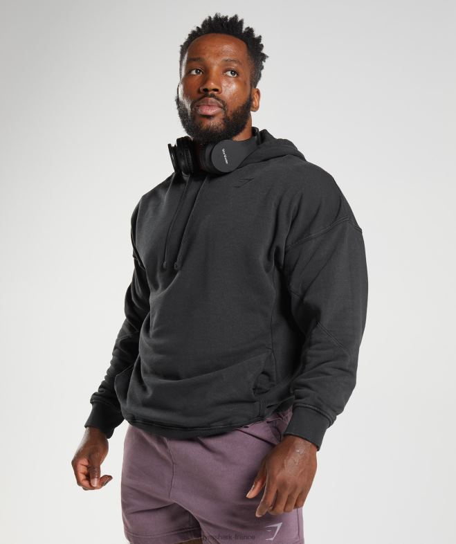 Gymshark sweat à capuche lavé sous pression noir Hommes 6HF28835