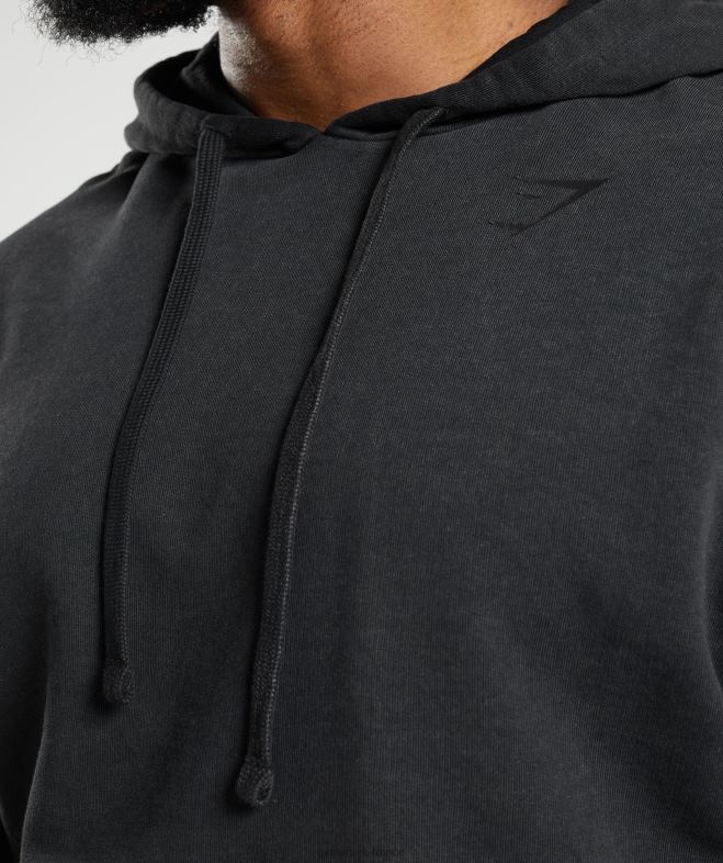 Gymshark sweat à capuche lavé sous pression noir Hommes 6HF28835