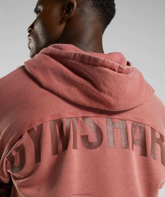 Gymshark sweat à capuche lavé sous pression rose marron Hommes 6HF28792