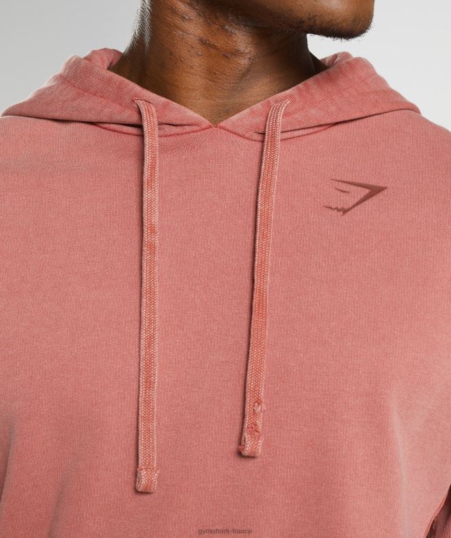 Gymshark sweat à capuche lavé sous pression rose marron Hommes 6HF28792