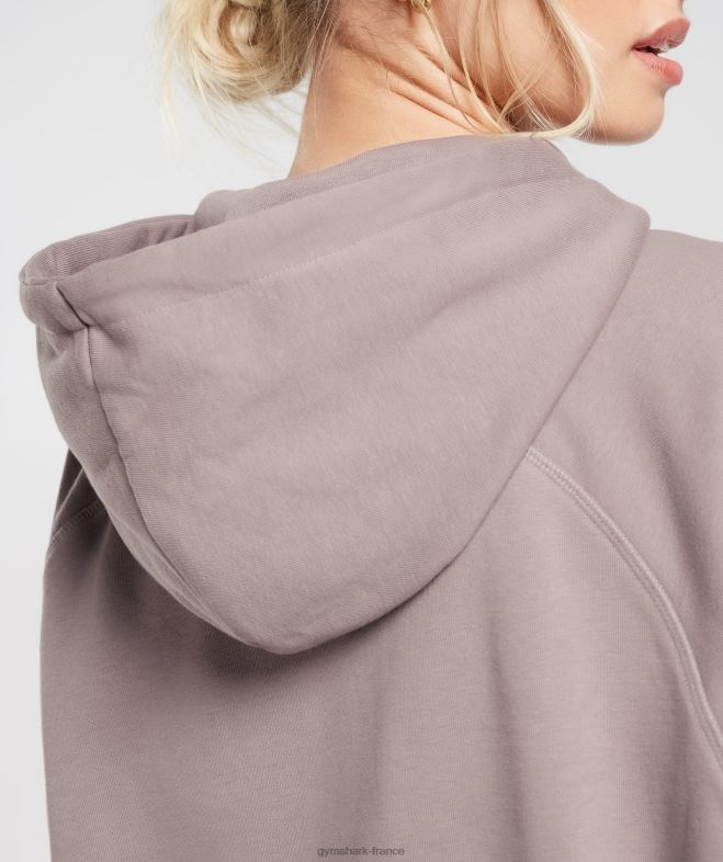 Gymshark sweat à capuche oversize en polaire mauve délavé femmes 6HF28363
