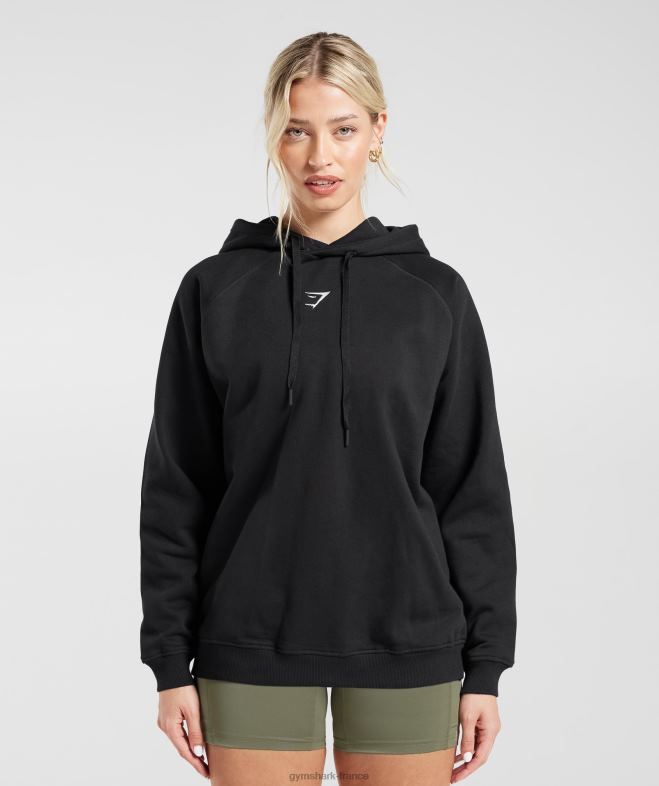 Gymshark sweat à capuche oversize en polaire noir femmes 6HF28352