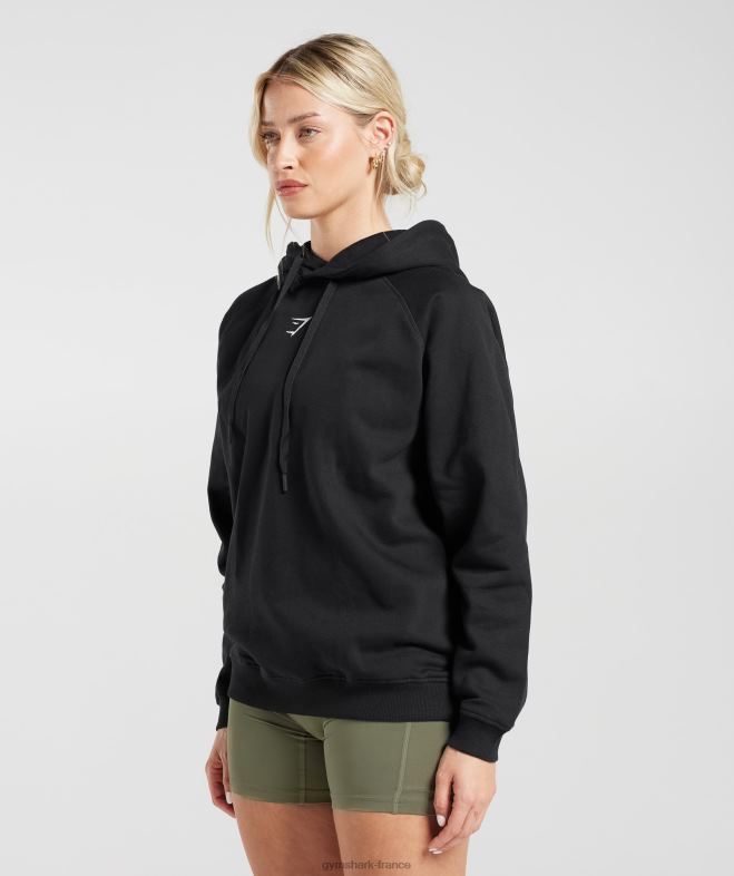 Gymshark sweat à capuche oversize en polaire noir femmes 6HF28352