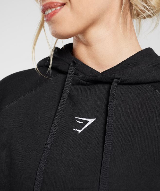 Gymshark sweat à capuche oversize en polaire noir femmes 6HF28352