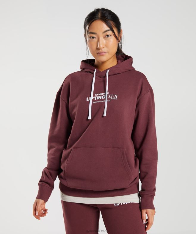 Gymshark sweat à capuche oversize social club brun cerise femmes 6HF28398