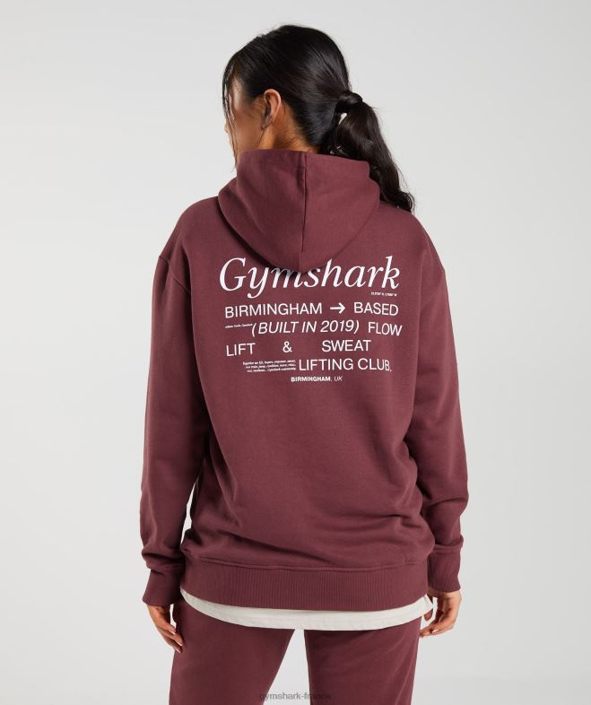 Gymshark sweat à capuche oversize social club brun cerise femmes 6HF28398