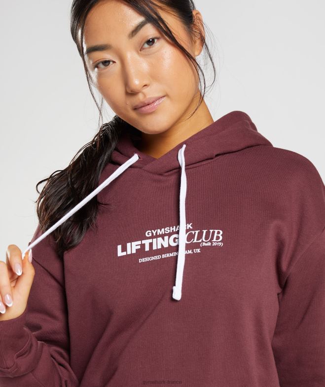 Gymshark sweat à capuche oversize social club brun cerise femmes 6HF28398