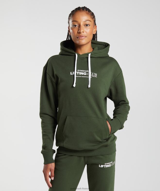 Gymshark sweat à capuche oversize social club olive mousse femmes 6HF28378