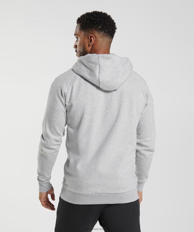 Gymshark sweat à capuche zippé avec écusson chiné gris clair Hommes 6HF28794