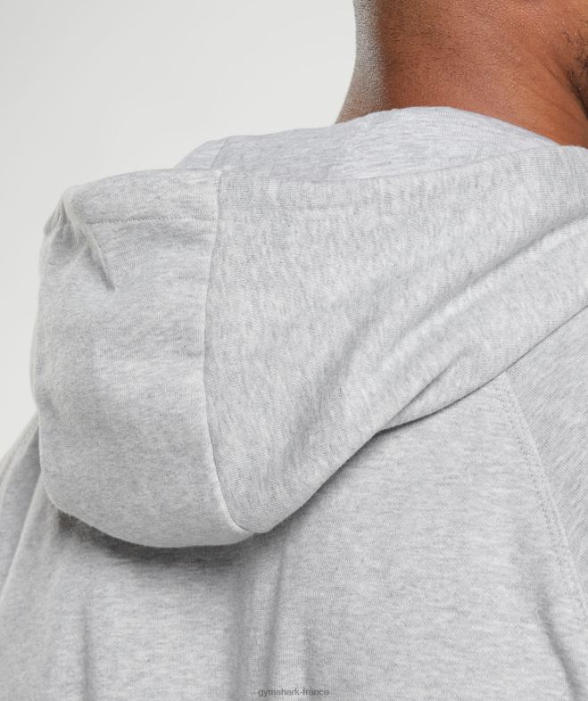 Gymshark sweat à capuche zippé avec écusson chiné gris clair Hommes 6HF28794