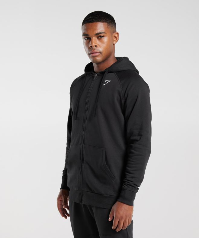 Gymshark sweat à capuche zippé avec écusson noir Hommes 6HF28786