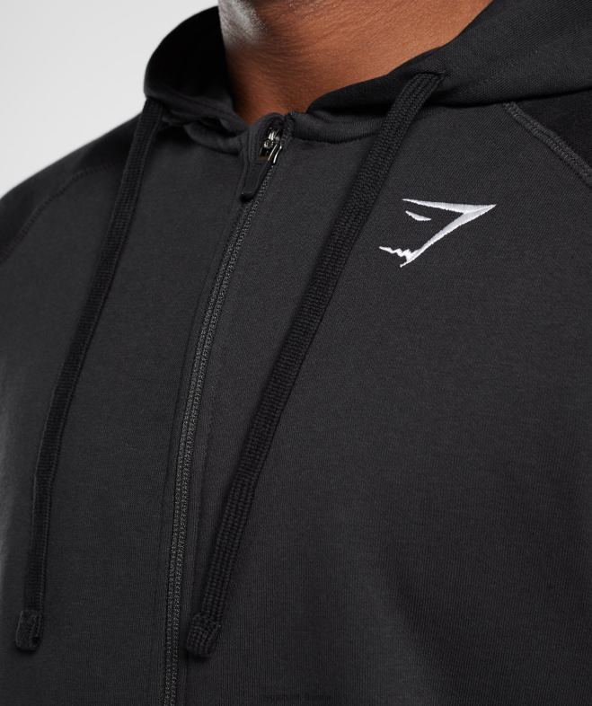 Gymshark sweat à capuche zippé avec écusson noir Hommes 6HF28786