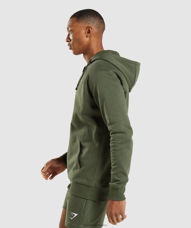 Gymshark sweat à capuche zippé avec écusson noyau d\olive Hommes 6HF28821