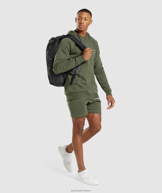 Gymshark sweat à capuche zippé avec écusson noyau d\olive Hommes 6HF28821
