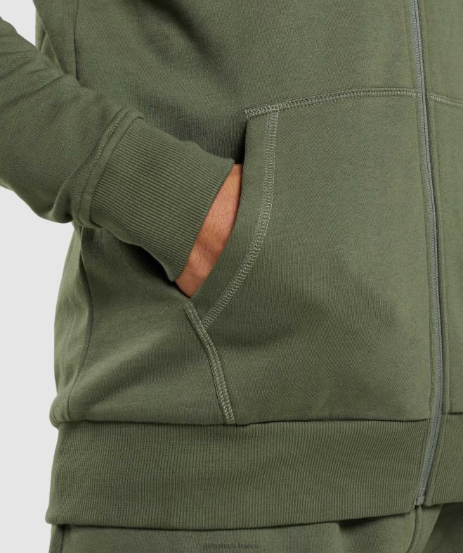 Gymshark sweat à capuche zippé avec écusson noyau d\olive Hommes 6HF28821