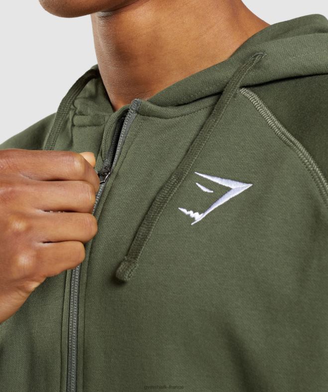 Gymshark sweat à capuche zippé avec écusson noyau d\olive Hommes 6HF28821