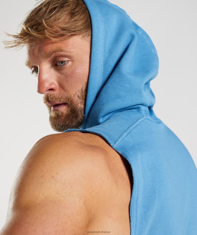 Gymshark sweat à capuche à bras tombants Legacy bleu côtier Hommes 6HF28829