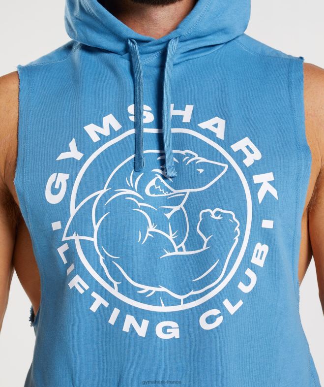 Gymshark sweat à capuche à bras tombants Legacy bleu côtier Hommes 6HF28829