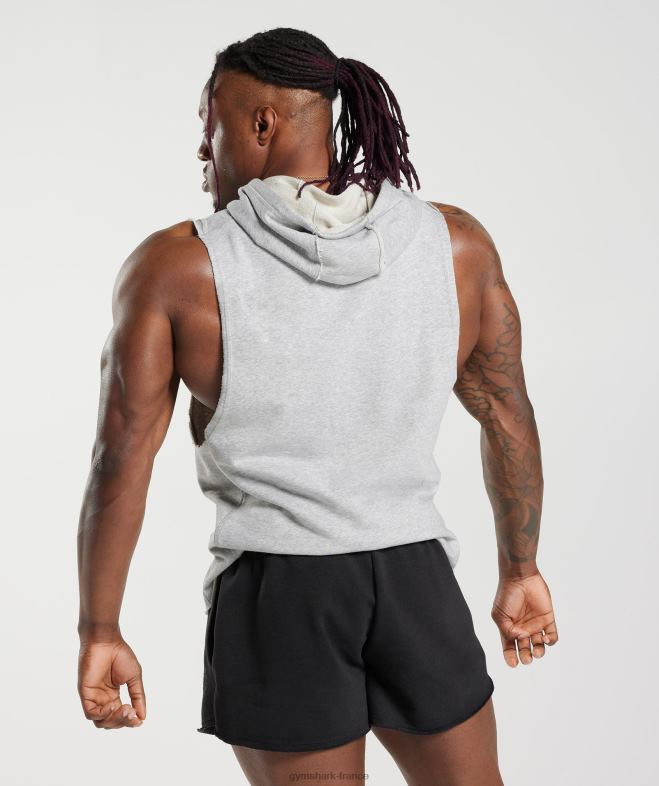 Gymshark sweat à capuche à bras tombants Legacy chiné gris clair Hommes 6HF28853