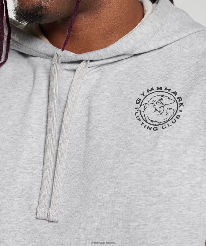 Gymshark sweat à capuche à bras tombants Legacy chiné gris clair Hommes 6HF28853
