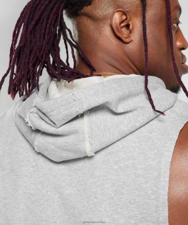 Gymshark sweat à capuche à bras tombants Legacy chiné gris clair Hommes 6HF28853