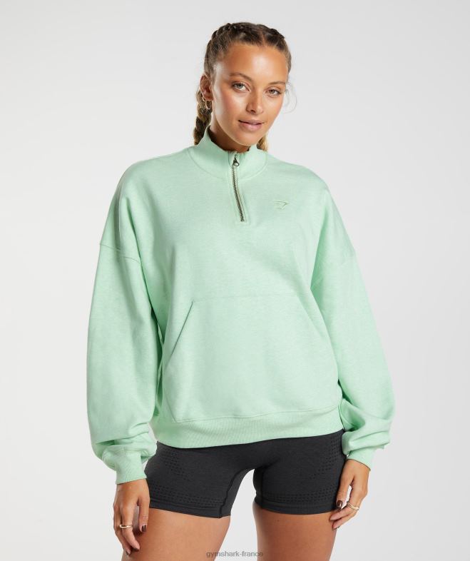 Gymshark sweats de jour de repos pull 1/2 zip marne verte rafraîchissante femmes 6HF28379