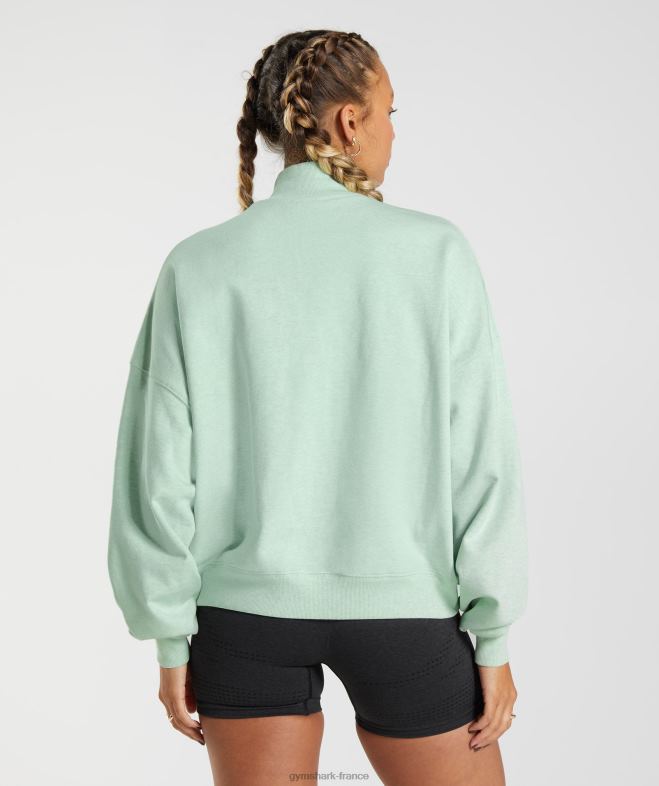 Gymshark sweats de jour de repos pull 1/2 zip marne verte rafraîchissante femmes 6HF28379