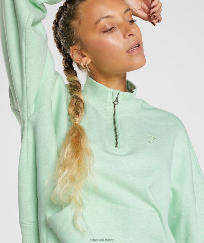 Gymshark sweats de jour de repos pull 1/2 zip marne verte rafraîchissante femmes 6HF28379