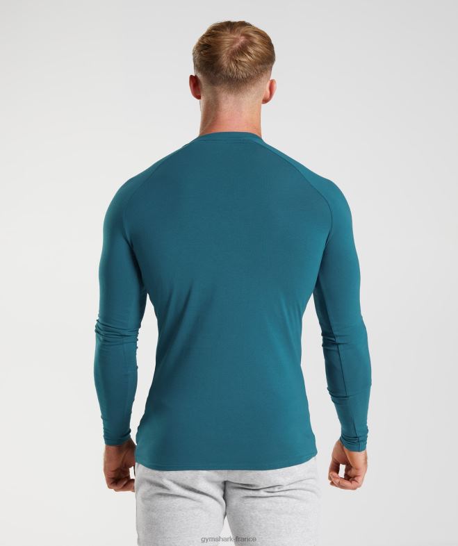 Gymshark t-shirt apollo à manches longues bleu atlantique Hommes 6HF28747