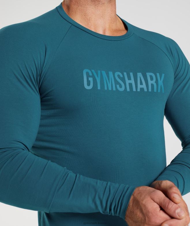 Gymshark t-shirt apollo à manches longues bleu atlantique Hommes 6HF28747