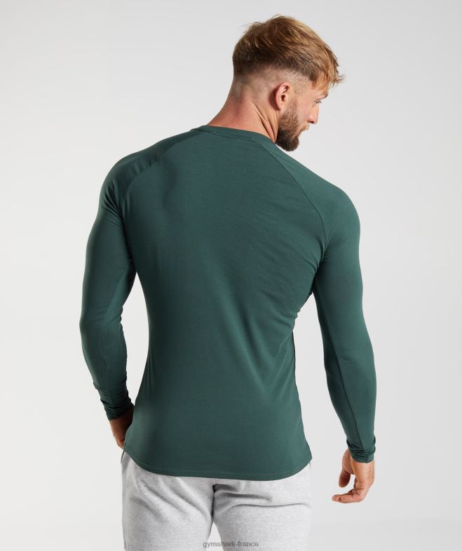 Gymshark t-shirt apollo à manches longues vert obsidienne Hommes 6HF28754