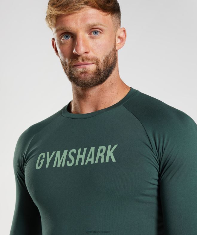 Gymshark t-shirt apollo à manches longues vert obsidienne Hommes 6HF28754