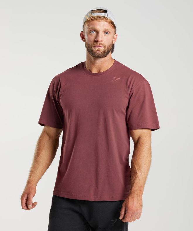 Gymshark t-shirt de puissance brun cerise Hommes 6HF28688