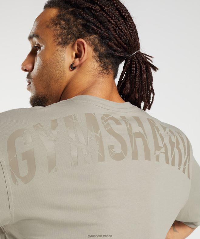 Gymshark t-shirt de puissance marron écru Hommes 6HF28576
