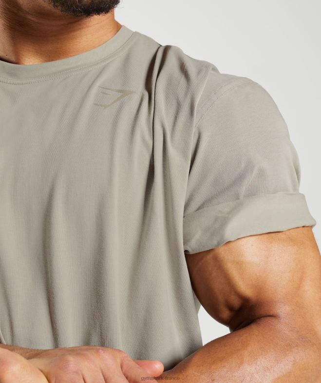 Gymshark t-shirt de puissance marron écru Hommes 6HF28576