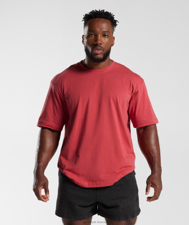 Gymshark t-shirt de puissance rouge séché au soleil Hommes 6HF28602