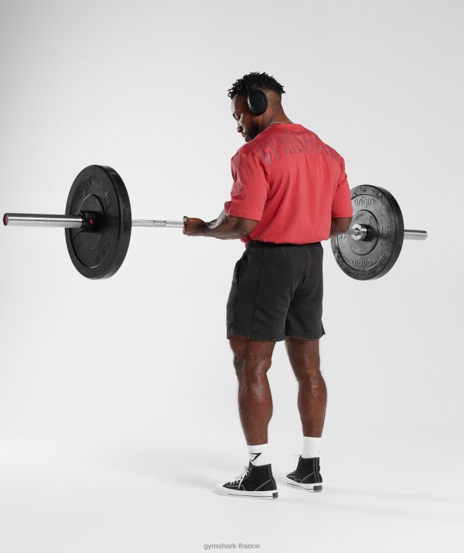 Gymshark t-shirt de puissance rouge séché au soleil Hommes 6HF28602