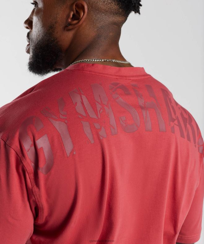 Gymshark t-shirt de puissance rouge séché au soleil Hommes 6HF28602
