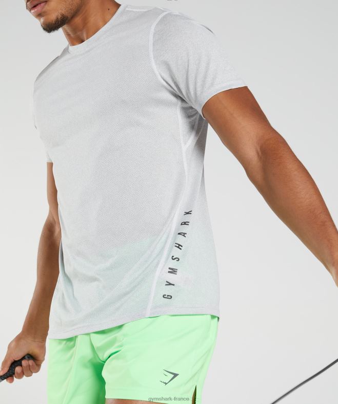 Gymshark t-shirt de sport blanc/gris fumé chiné Hommes 6HF28756