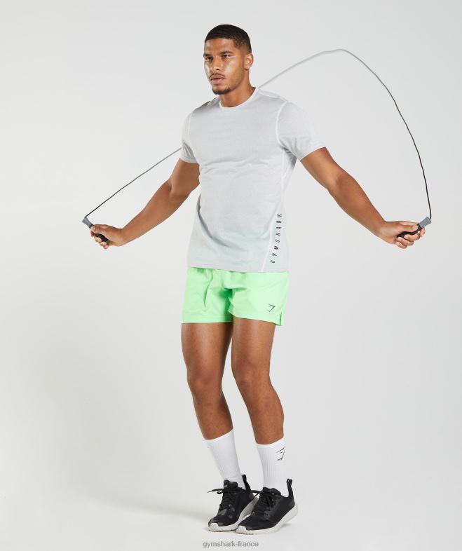 Gymshark t-shirt de sport blanc/gris fumé chiné Hommes 6HF28756