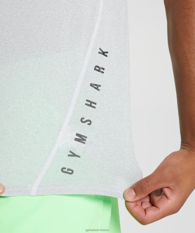 Gymshark t-shirt de sport blanc/gris fumé chiné Hommes 6HF28756