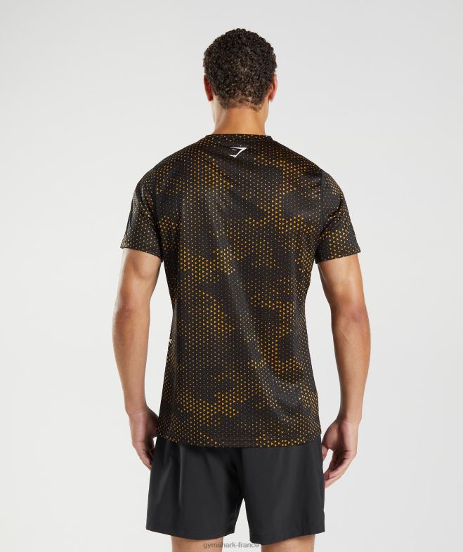 Gymshark t-shirt de sport imprimé jaune curcuma Hommes 6HF28692