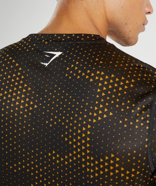 Gymshark t-shirt de sport imprimé jaune curcuma Hommes 6HF28692